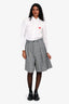 Comme Des Garcons Grey Pattern Pleated Front Knee Length Shorts Size XS