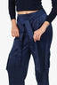 Superdown Navy Satin Cargo Pants Size M