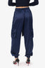 Superdown Navy Satin Cargo Pants Size M