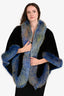 Vintage Black/Blue Fur Trim Detail Cape