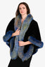 Vintage Black/Blue Fur Trim Detail Cape