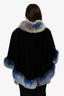 Vintage Black/Blue Fur Trim Detail Cape