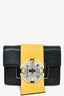 Prada Black/Yellow Leather City Calf Embellished Ribbon Chain Bag