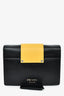 Prada Black/Yellow Leather City Calf Embellished Ribbon Chain Bag