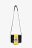 Prada Black/Yellow Leather City Calf Embellished Ribbon Chain Bag