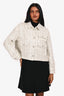 Maje White Sequin Embellished Cropped Button-Up Jacket Size 3