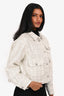 Maje White Sequin Embellished Cropped Button-Up Jacket Size 3