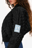 Off-White Black Quilted Blue Logo Patch Bomber Jacket Size 36