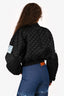 Off-White Black Quilted Blue Logo Patch Bomber Jacket Size 36