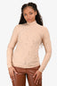 Burberry Nude Nylon Embellished Thumb Hole Mockneck Top Estimate Size M