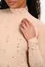 Burberry Nude Nylon Embellished Thumb Hole Mockneck Top Estimate Size M