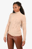 Burberry Nude Nylon Embellished Thumb Hole Mockneck Top Estimate Size M
