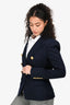 Balmain Navy Wool Double Breasted Lion Button Blazer Size 40