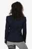 Balmain Navy Wool Double Breasted Lion Button Blazer Size 40