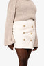 Balmain Cream Gold Buttoned Mini Skirt Size 40