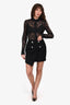 Balmain Black Silver Buttoned Mini Skirt Size 40
