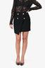 Balmain Black Silver Buttoned Mini Skirt Size 40