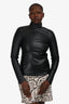 Burberry Lambskin Zip Fitted Long Sleeve Mockneck Top