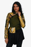 Kim Shui Green/Yellow Snake Embossed Long Sleeve Belted Jacket Size XS