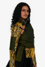 Kim Shui Green/Yellow Snake Embossed Long Sleeve Belted Jacket Size XS
