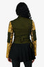 Kim Shui Green/Yellow Snake Embossed Long Sleeve Belted Jacket Size XS
