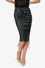Balenciaga Black Leather Tie Midi Skirt Size 36