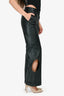 Off-White Black Leather Cut-Out Wide Leg Cuffed Pants Size 38