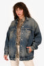 Givenchy Blue Distressed Denim Button-Up Jacket Size XS