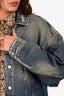 Givenchy Blue Distressed Denim Button-Up Jacket Size XS