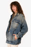 Givenchy Blue Distressed Denim Button-Up Jacket Size XS