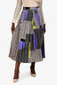 Beatrice B Purple/Multi Satin Printed Pleated Midi Skirt Size XS