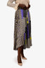Beatrice B Purple/Multi Satin Printed Pleated Midi Skirt Size XS