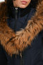 Mackage Navy Down Fur Lined Parka 'Adali-R' Jacket Size XS
