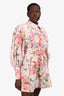 Zimermann Pink Watercolour Floral Long Sleeve Belted Dress Size 3