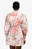 Zimermann Pink Watercolour Floral Long Sleeve Belted Dress Size 3