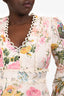 Zimmermann Blush Floral Linen Crochet Trim V-Neck Mini Dress Size 3