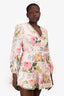 Zimmermann Blush Floral Linen Crochet Trim V-Neck Mini Dress Size 3