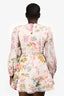 Zimmermann Blush Floral Linen Crochet Trim V-Neck Mini Dress Size 3