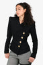 Balmain Black Wool Gold Button Cropped Blazer Size 36