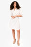 Off-White Cotton Shoulder Padded Silver Ring Dress Size 42