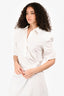 Off-White Cotton Shoulder Padded Silver Ring Dress Size 42