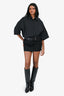 Alexander Wang Black Cotton Leather Belted Dress Size 0
