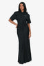 Off-White Black Short Sleeve Button Down Maxi Dress Size 38