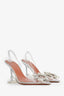 Amina Muaddi Clear PVC Embellished Slingback Heels Size 35.5