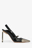 Off-White Black Leather Chrome Detail Slingback 'Allen' 100 Heels Est. Size 36