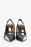Off-White Black Leather Chrome Detail Slingback 'Allen' 100 Heels Est. Size 36