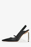 Off-White Black Leather Chrome Detail Slingback 'Allen' 100 Heels Est. Size 36