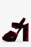 Prada Burgundy Velvet Criss Cross Embellished Platform Heels Size 39