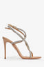 Aquazzura Beige Leather Crystal Wrap Heels Size 36