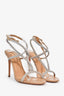 Aquazzura Beige Leather Crystal Wrap Heels Size 36
